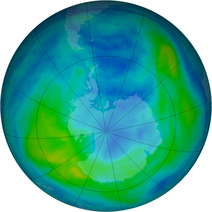 Antarctic ozone map for 04 April 1999